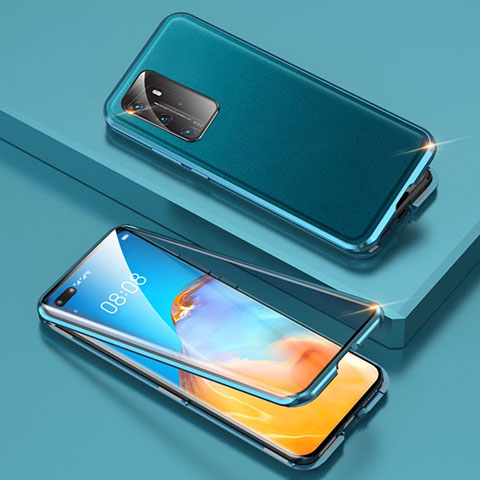 Coque Luxe Aluminum Metal Housse Etui T01 pour Huawei P40 Pro Cyan