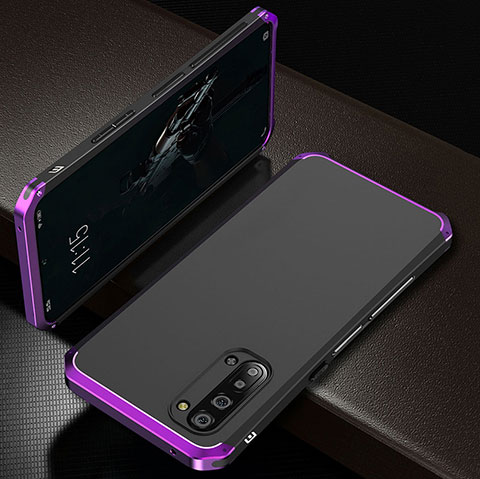 Coque Luxe Aluminum Metal Housse Etui T01 pour Oppo F15 Violet