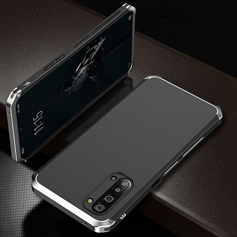 Coque Luxe Aluminum Metal Housse Etui T01 pour Oppo K7 5G Argent