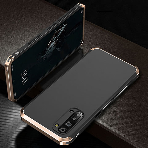 Coque Luxe Aluminum Metal Housse Etui T01 pour Oppo K7 5G Or et Noir