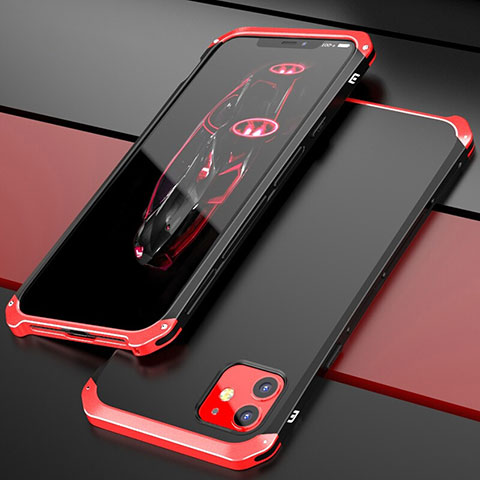 Coque Luxe Aluminum Metal Housse Etui T02 pour Apple iPhone 11 Rouge et Noir