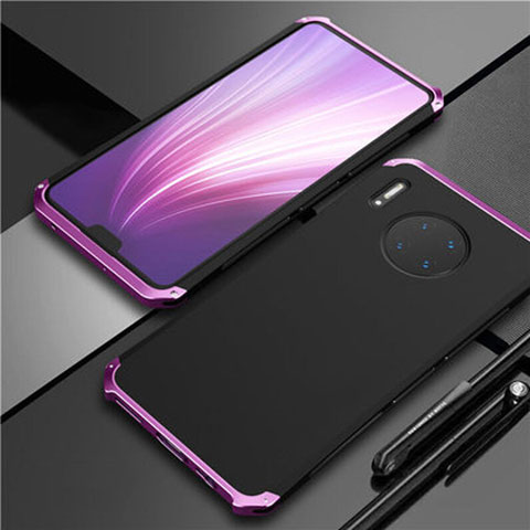 Coque Luxe Aluminum Metal Housse Etui T02 pour Huawei Mate 30 Pro Violet et Noir