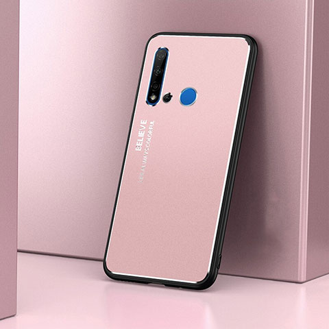 Coque Luxe Aluminum Metal Housse Etui T02 pour Huawei P20 Lite (2019) Or Rose