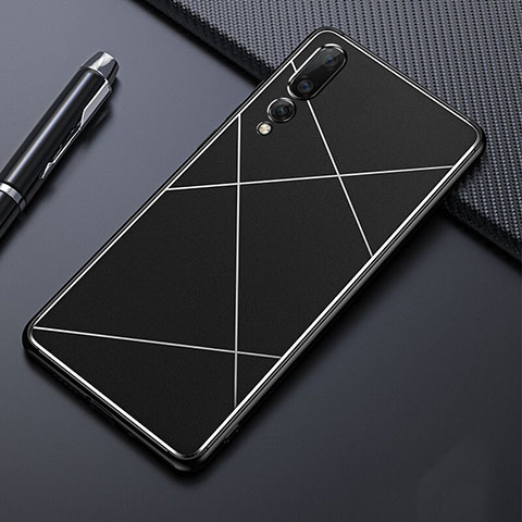 Coque Luxe Aluminum Metal Housse Etui T02 pour Huawei P20 Pro Noir