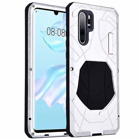 Coque Luxe Aluminum Metal Housse Etui T02 pour Huawei P30 Pro Argent