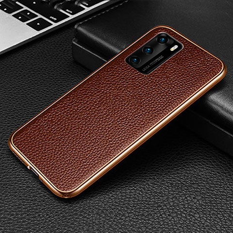 Coque Luxe Aluminum Metal Housse Etui T02 pour Huawei P40 Marron