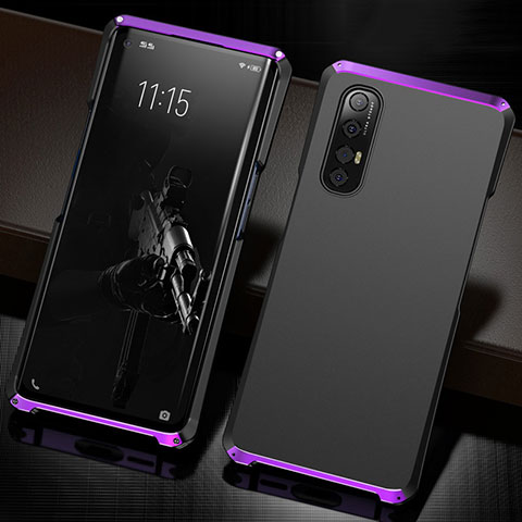 Coque Luxe Aluminum Metal Housse Etui T02 pour Oppo Reno3 Pro Violet