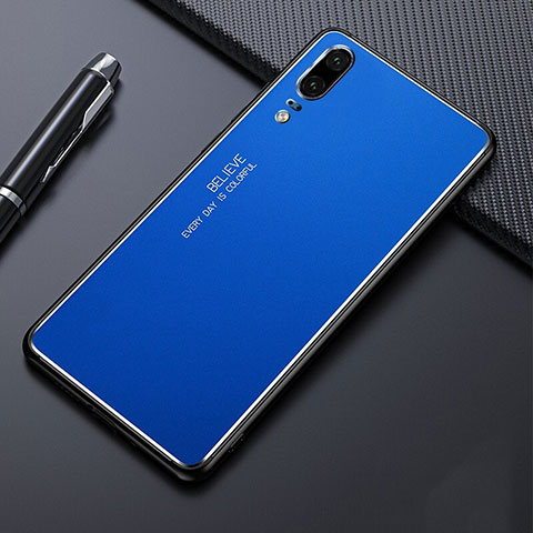 Coque Luxe Aluminum Metal Housse Etui T03 pour Huawei P20 Bleu