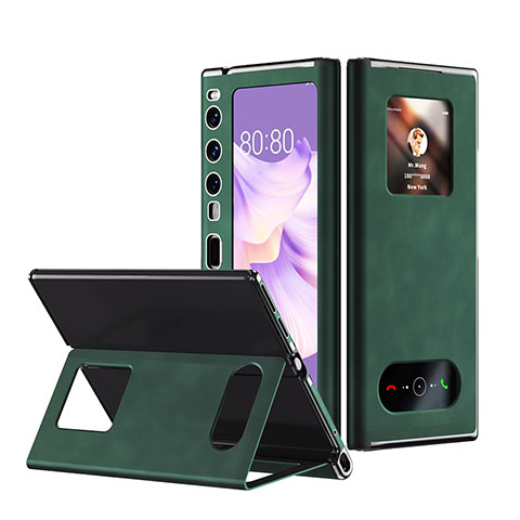 Coque Luxe Cuir et Plastique Housse Etui Mat AC2 pour Huawei Mate Xs 2 Vert