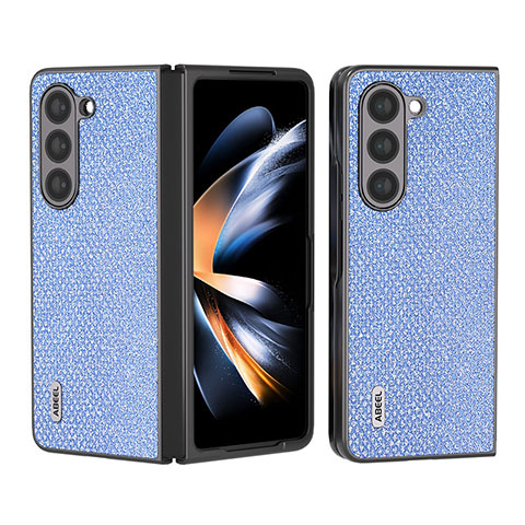 Coque Luxe Cuir et Plastique Housse Etui Mat AD1 pour Samsung Galaxy Z Fold5 5G Bleu