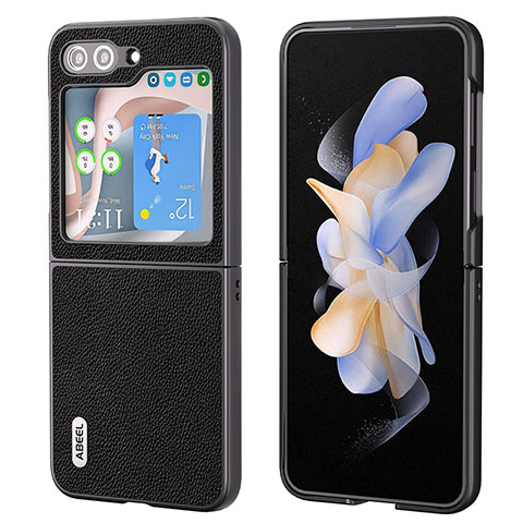 Coque Luxe Cuir et Plastique Housse Etui Mat AD4 pour Samsung Galaxy Z Flip5 5G Noir