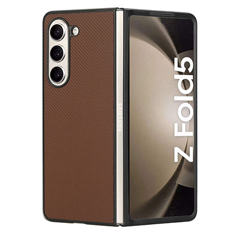 Coque Luxe Cuir et Plastique Housse Etui Mat AD5 pour Samsung Galaxy Z Fold5 5G Marron