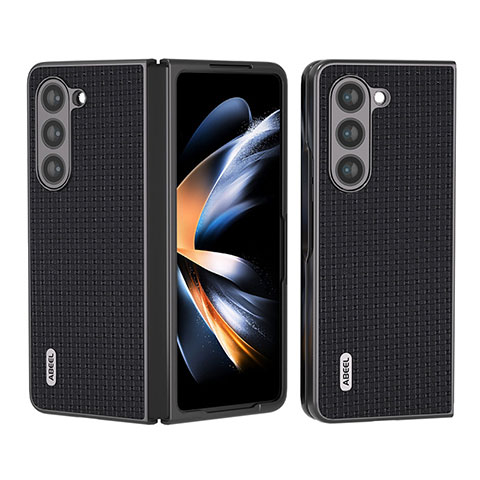 Coque Luxe Cuir et Plastique Housse Etui Mat AD6 pour Samsung Galaxy Z Fold5 5G Noir