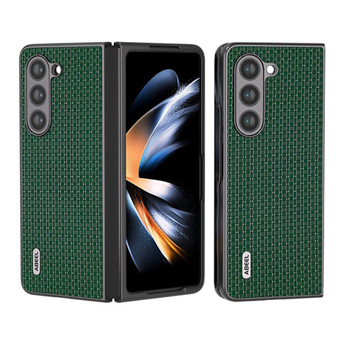 Coque Luxe Cuir et Plastique Housse Etui Mat AD6 pour Samsung Galaxy Z Fold5 5G Vert