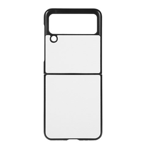 Coque Luxe Cuir et Plastique Housse Etui Mat B01 pour Samsung Galaxy Z Flip3 5G Blanc