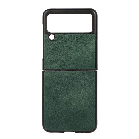 Coque Luxe Cuir et Plastique Housse Etui Mat B01 pour Samsung Galaxy Z Flip3 5G Vert