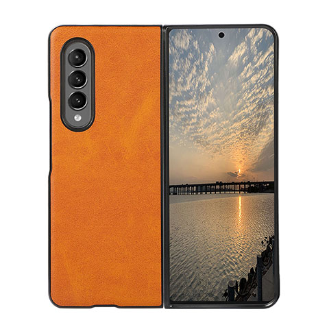 Coque Luxe Cuir et Plastique Housse Etui Mat B01 pour Samsung Galaxy Z Fold4 5G Brun Clair