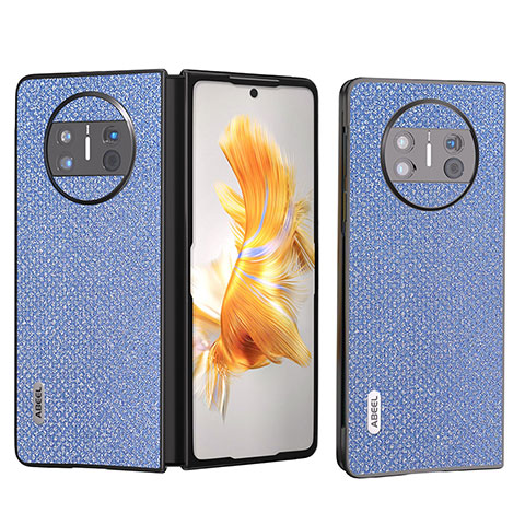 Coque Luxe Cuir et Plastique Housse Etui Mat B01H pour Huawei Mate X3 Bleu