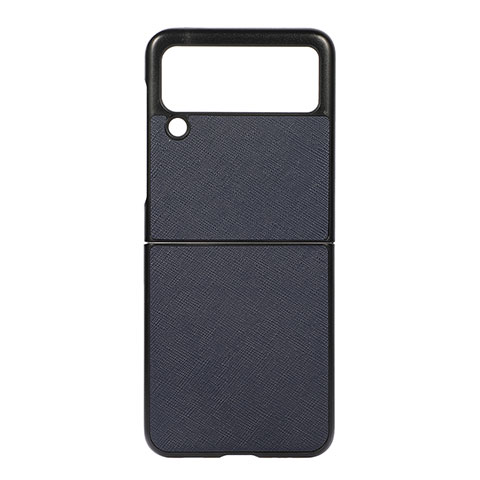 Coque Luxe Cuir et Plastique Housse Etui Mat B02 pour Samsung Galaxy Z Flip3 5G Bleu