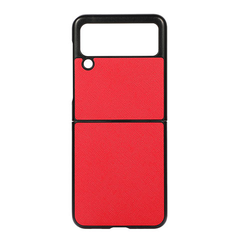 Coque Luxe Cuir et Plastique Housse Etui Mat B02 pour Samsung Galaxy Z Flip3 5G Rouge