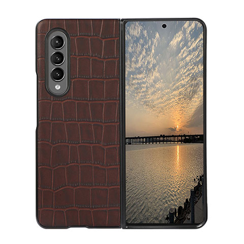 Coque Luxe Cuir et Plastique Housse Etui Mat B02 pour Samsung Galaxy Z Fold3 5G Marron