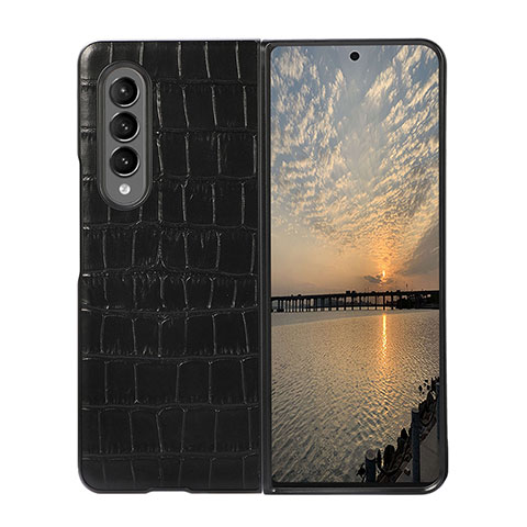 Coque Luxe Cuir et Plastique Housse Etui Mat B02 pour Samsung Galaxy Z Fold4 5G Noir