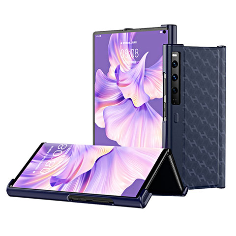 Coque Luxe Cuir et Plastique Housse Etui Mat B02H pour Huawei Mate Xs 2 Bleu