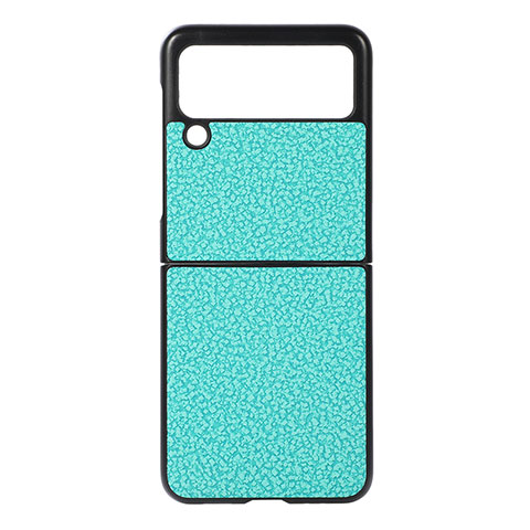 Coque Luxe Cuir et Plastique Housse Etui Mat B03 pour Samsung Galaxy Z Flip3 5G Cyan