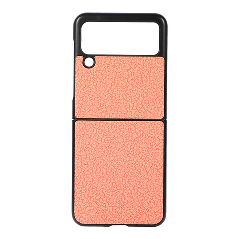 Coque Luxe Cuir et Plastique Housse Etui Mat B03 pour Samsung Galaxy Z Flip3 5G Orange