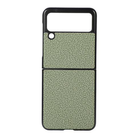 Coque Luxe Cuir et Plastique Housse Etui Mat B03 pour Samsung Galaxy Z Flip3 5G Vert