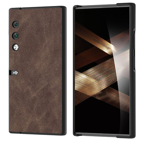 Coque Luxe Cuir et Plastique Housse Etui Mat B03H pour Huawei Honor V Purse 5G Marron