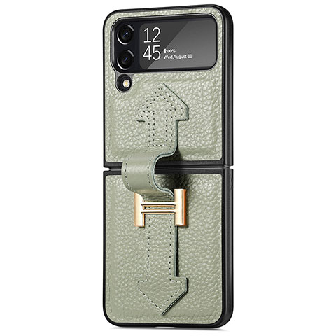 Coque Luxe Cuir et Plastique Housse Etui Mat B04 pour Samsung Galaxy Z Flip4 5G Vert