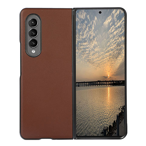 Coque Luxe Cuir et Plastique Housse Etui Mat B04 pour Samsung Galaxy Z Fold3 5G Marron