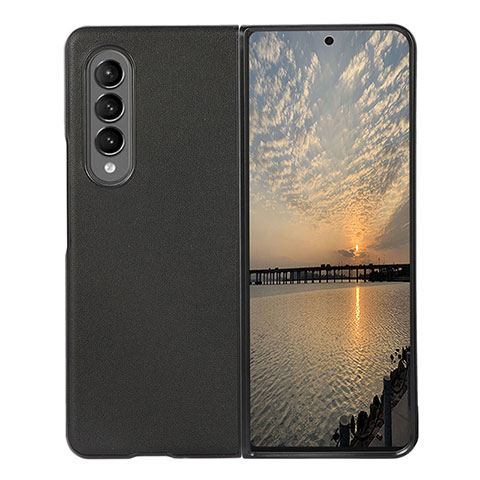 Coque Luxe Cuir et Plastique Housse Etui Mat B04 pour Samsung Galaxy Z Fold3 5G Noir