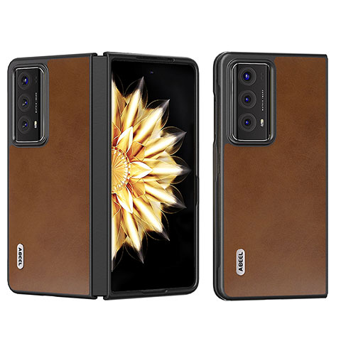 Coque Luxe Cuir et Plastique Housse Etui Mat B04H pour Huawei Honor Magic V2 5G Marron