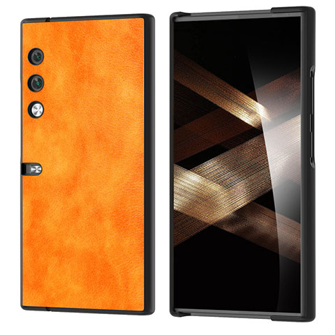 Coque Luxe Cuir et Plastique Housse Etui Mat B04H pour Huawei Honor V Purse 5G Orange