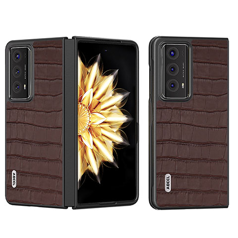 Coque Luxe Cuir et Plastique Housse Etui Mat B05H pour Huawei Honor Magic V2 Ultimate 5G Marron