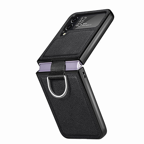 Coque Luxe Cuir et Plastique Housse Etui Mat B06 pour Samsung Galaxy Z Flip4 5G Noir