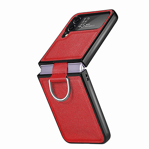 Coque Luxe Cuir et Plastique Housse Etui Mat B06 pour Samsung Galaxy Z Flip4 5G Rouge