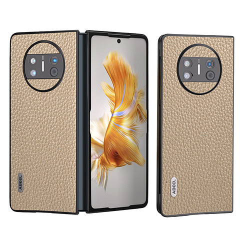 Coque Luxe Cuir et Plastique Housse Etui Mat B06H pour Huawei Mate X3 Or