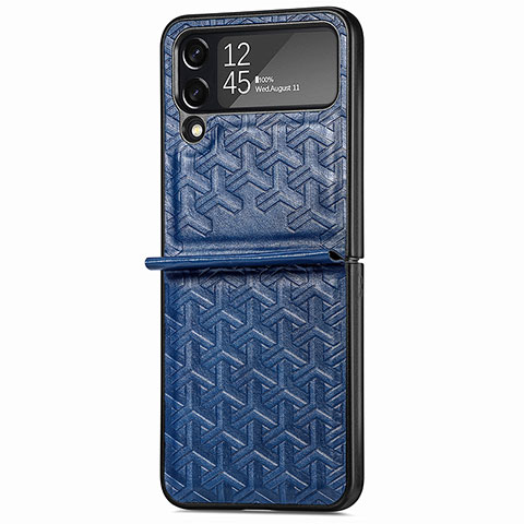 Coque Luxe Cuir et Plastique Housse Etui Mat B07 pour Samsung Galaxy Z Flip4 5G Bleu