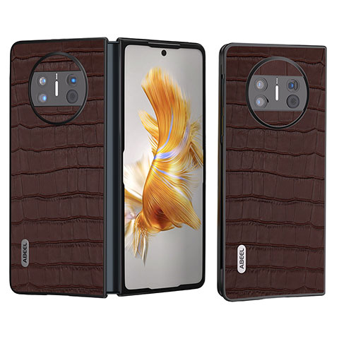 Coque Luxe Cuir et Plastique Housse Etui Mat B07H pour Huawei Mate X5 Marron