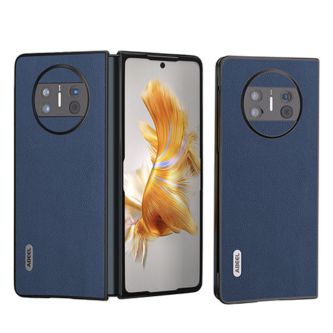 Coque Luxe Cuir et Plastique Housse Etui Mat B08H pour Huawei Mate X3 Bleu