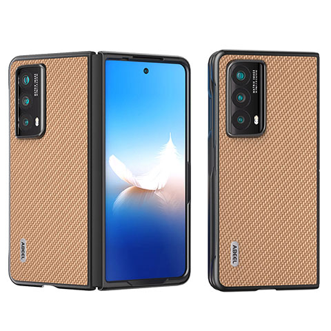 Coque Luxe Cuir et Plastique Housse Etui Mat B15H pour Huawei Honor Magic Vs2 5G Brun Clair