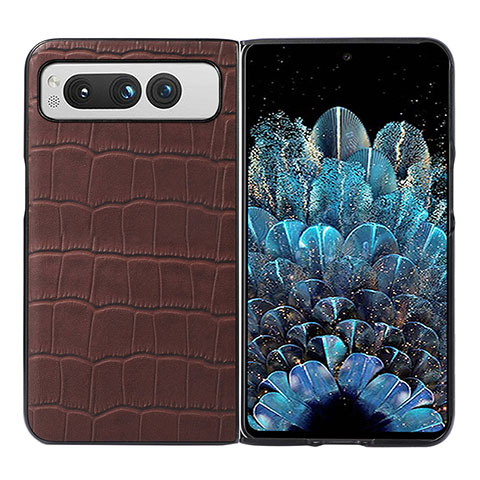 Coque Luxe Cuir et Plastique Housse Etui Mat BH1 pour Google Pixel Fold 5G Marron