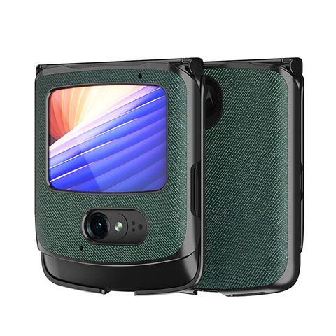 Coque Luxe Cuir et Plastique Housse Etui Mat BH1 pour Motorola Moto RAZR (2022) 5G Vert