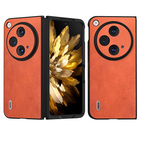 Coque Luxe Cuir et Plastique Housse Etui Mat BH1 pour OnePlus Open 5G Orange