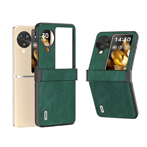 Coque Luxe Cuir et Plastique Housse Etui Mat BH1 pour Oppo Find N3 Flip 5G Vert