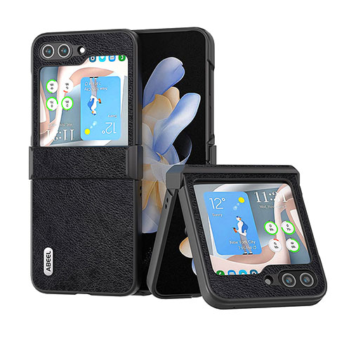 Coque Luxe Cuir et Plastique Housse Etui Mat BH1 pour Samsung Galaxy Z Flip5 5G Noir