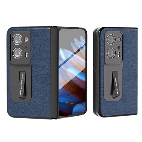 Coque Luxe Cuir et Plastique Housse Etui Mat BH10 pour Oppo Find N2 5G Bleu